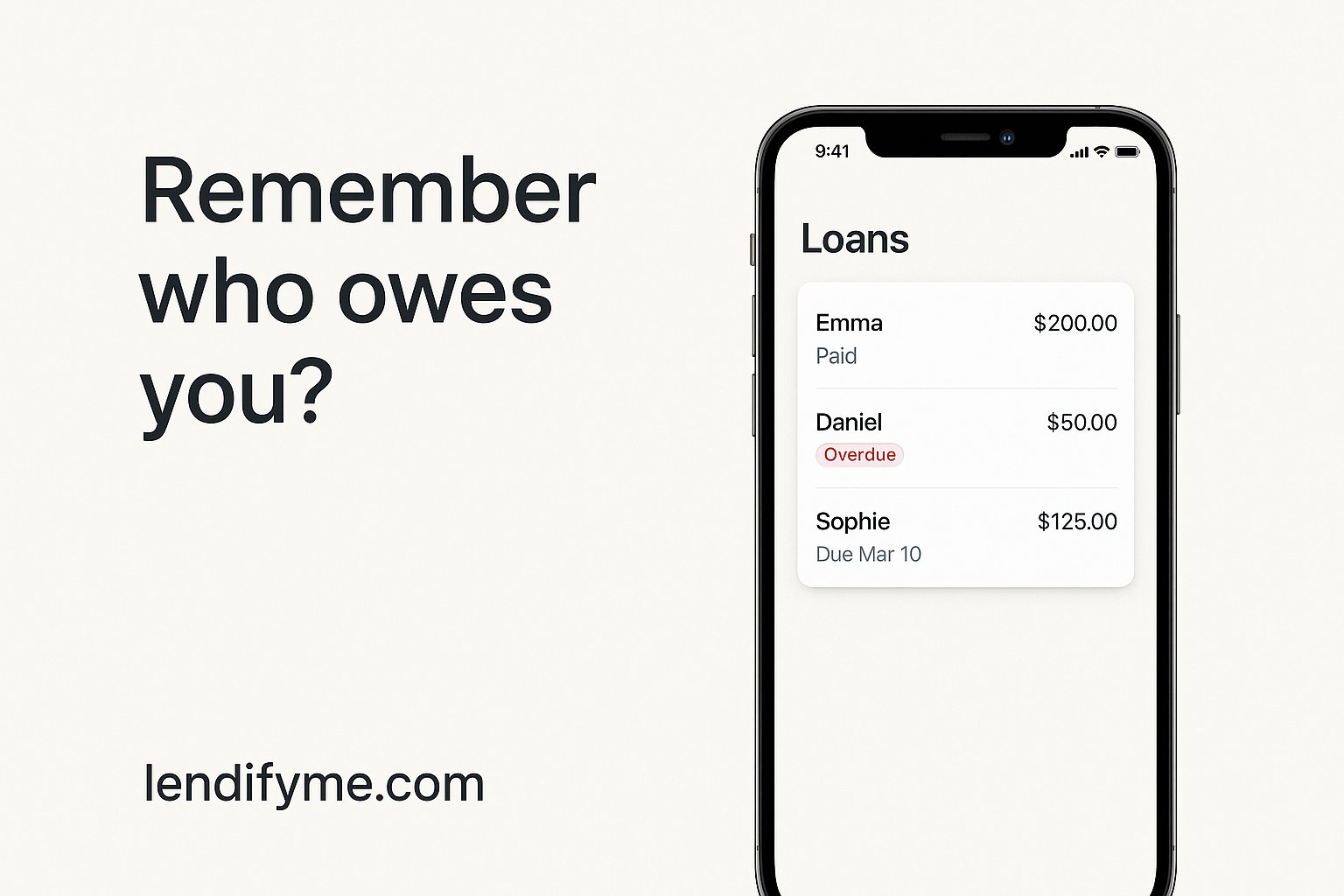 Remember who owes you? LendifyMe does. http://lendifyme.com....